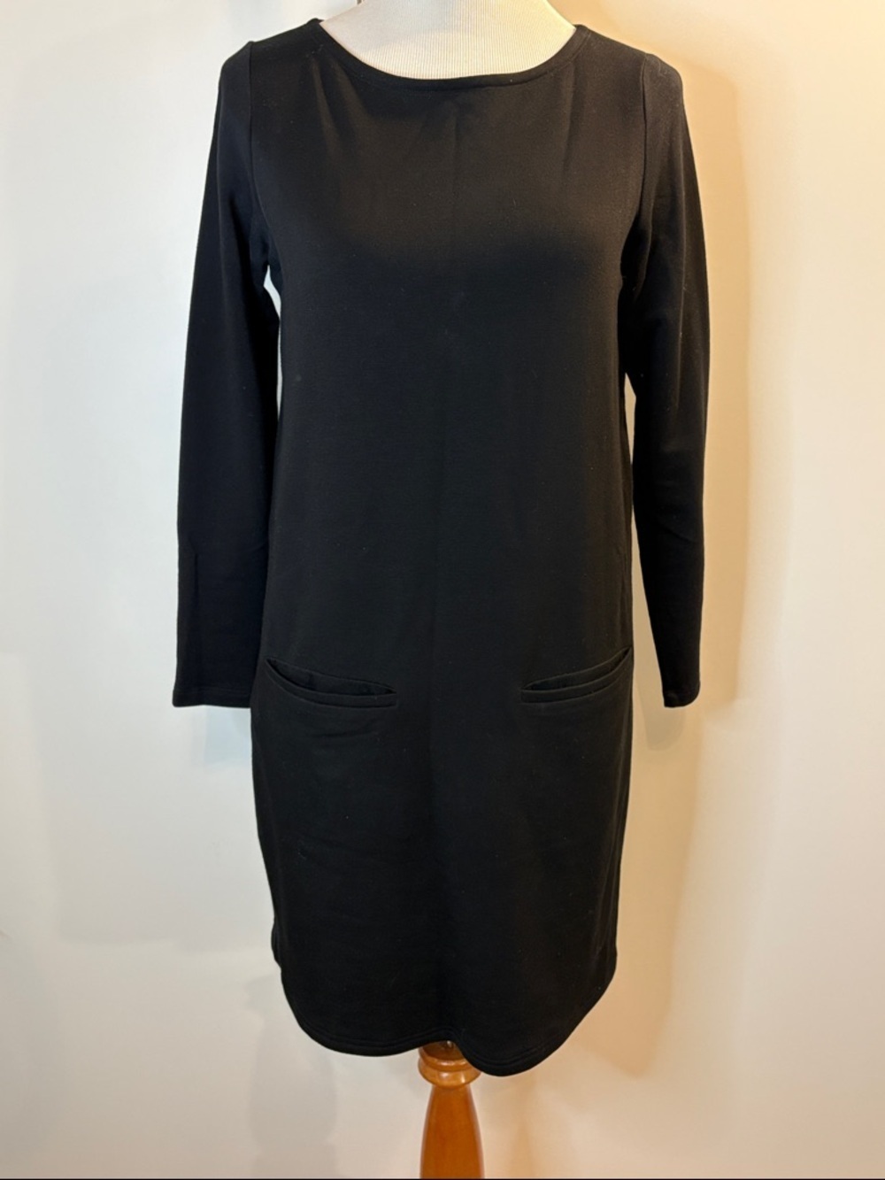 Eileen Fisher Black Long-Sleeve Shift Dress | SP